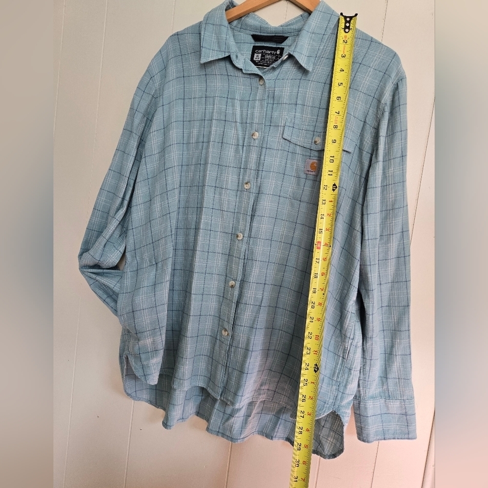 Carhartt Light Blue Checkered Women's Shirt -Size XL - Picture 6 of 8